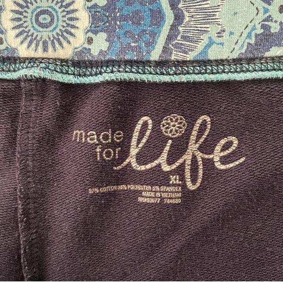 Made for Life French terry Capri pants size XL pull on printed waistband - Picture 4 of 7